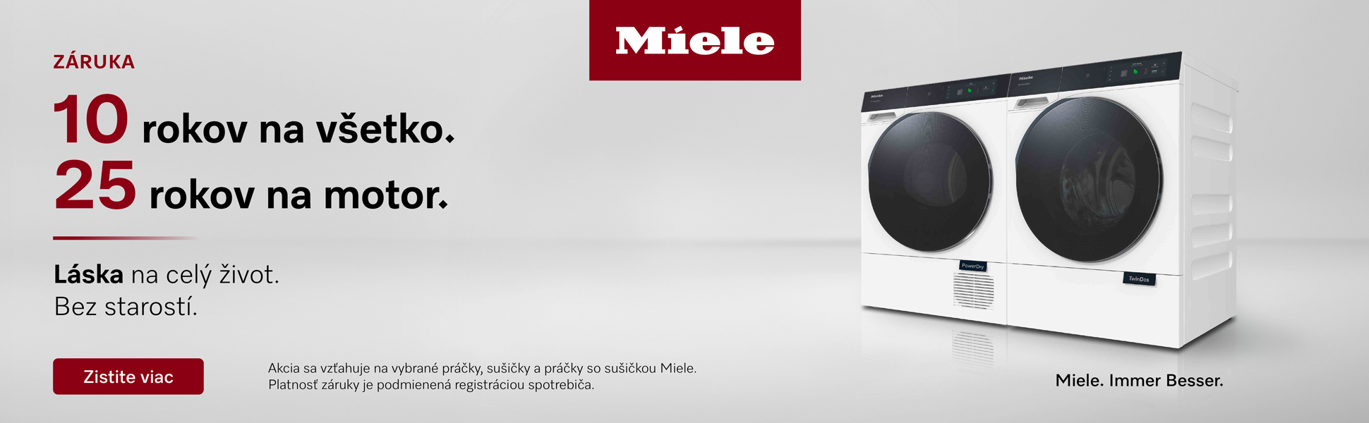 Miele 10 rokov na pranie a sušenie