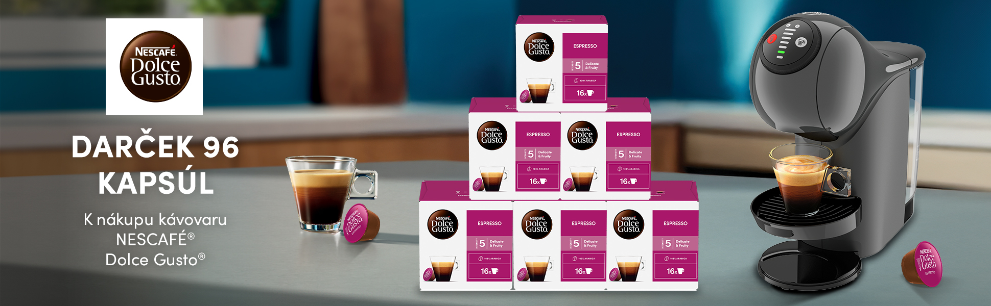Kávovar Genio + kapsule Dolce gusto