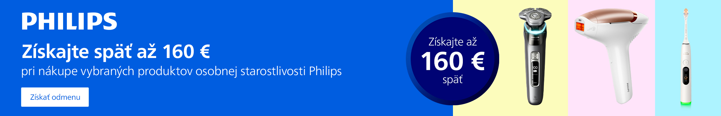 Philips cashback až 160€ produkt baner