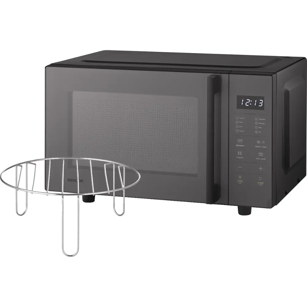 Sencor SMW 7123BK forgótányér nélküli grilles mikrohullámú sütő, a csomag tartalma