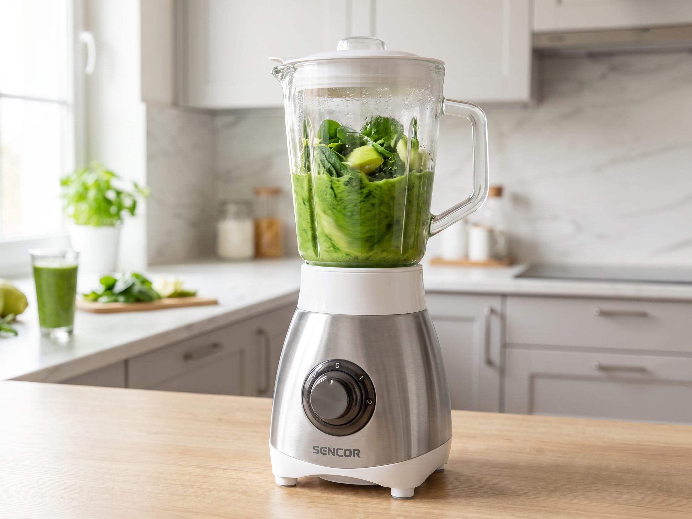 Sencor SBL 3271SS countertop blender with a glass jar