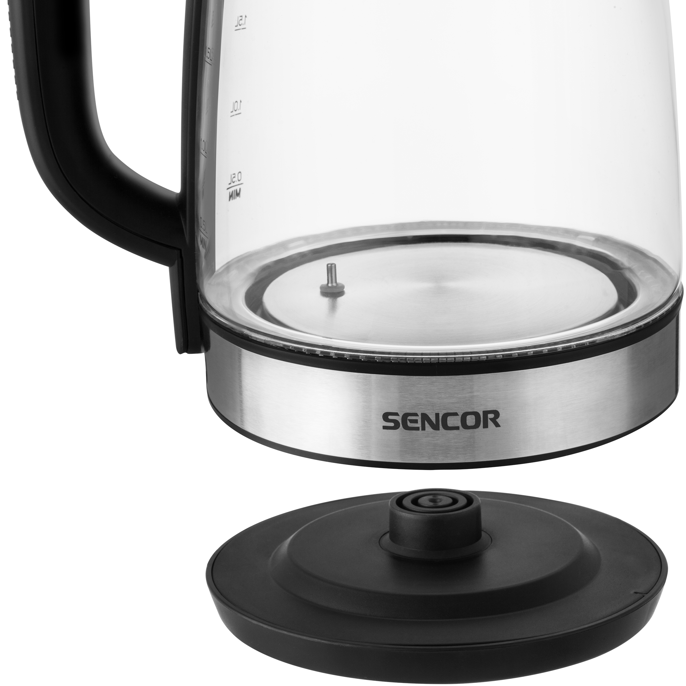 Sencor SWK 2090BK this glass electric kettle holds up to 2 liters of water, so you can comfortably prepare drinks for up to eight people at once. the visible water level indicator allows for precise measurement without spilling. the glass and stainless steel construction ensure a long service life and easy maintenance.