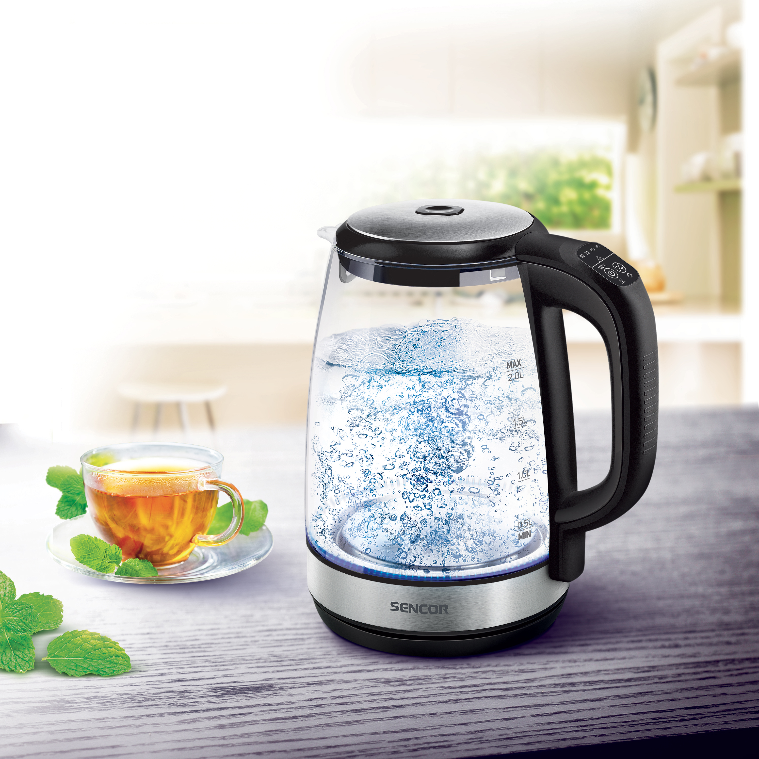 Sencor SWK 2090BK glass electric kettle with temperature control