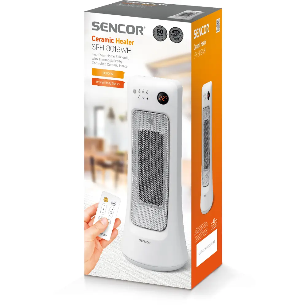 Sencor termowentylator ceramiczny z czujnikiem body sensor SFH 8019WH, zawartość opakowania