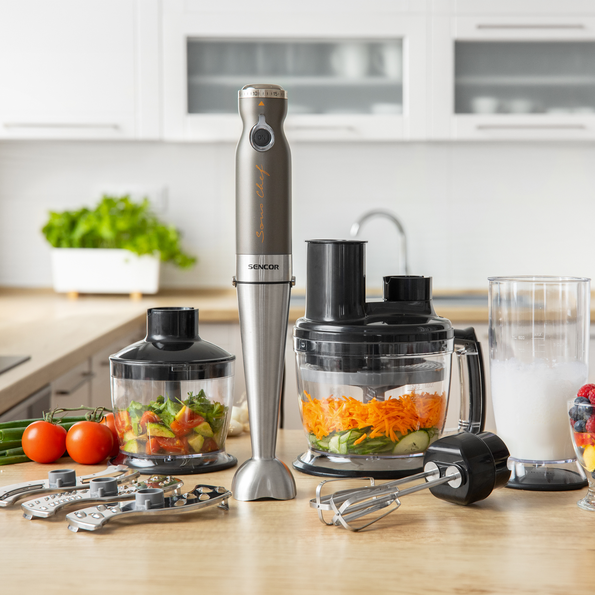Sencor blender ręczny z 9 akcesoriami i mocą 1200 w 5501CH-EUE3