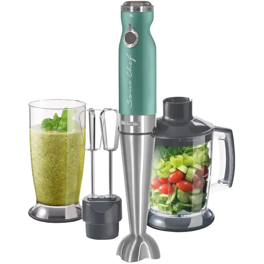 Sencor blender ręczny z 20 poziomami prędkości SHB 5601GR-EUE3, zawartość opakowania