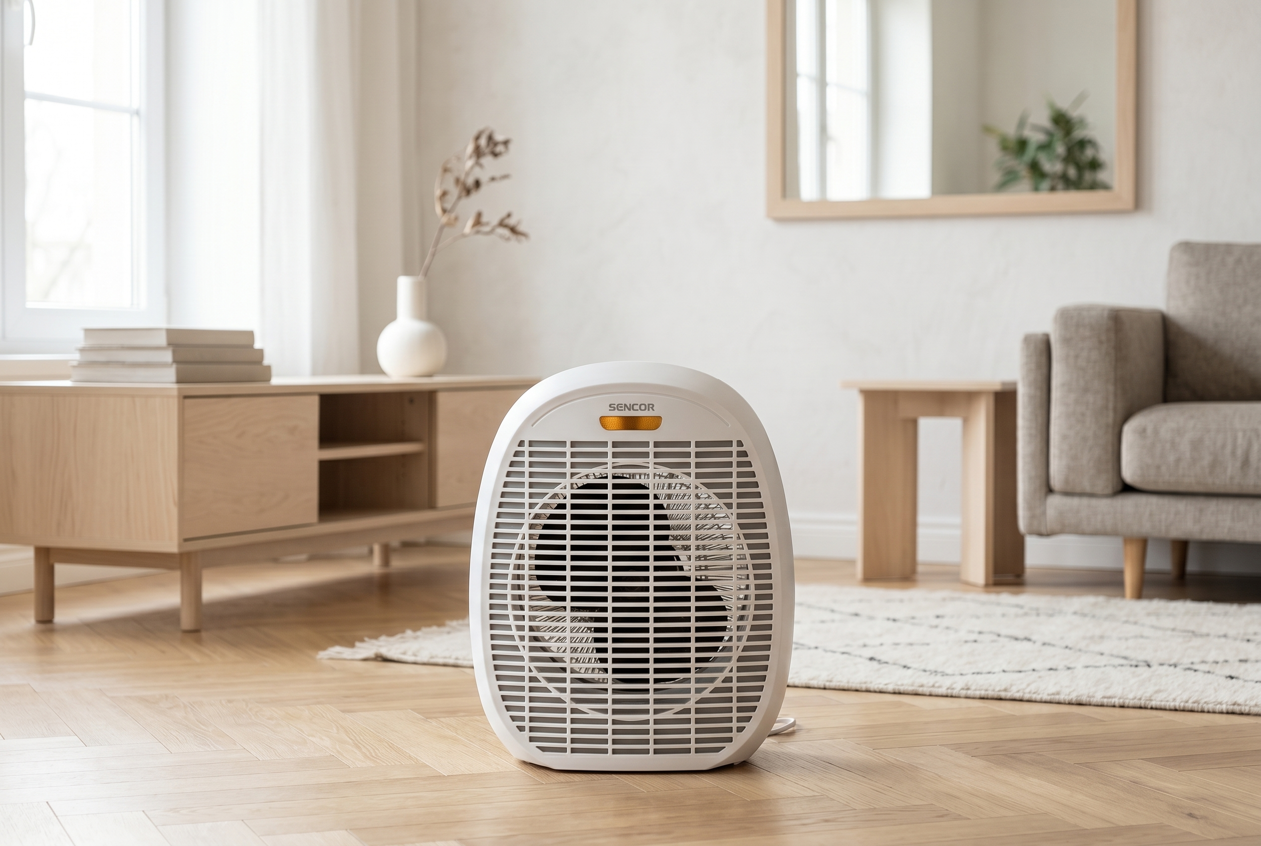 Sencor bílý teplovzdušný ventilátor s termostatem SFH 7017WH