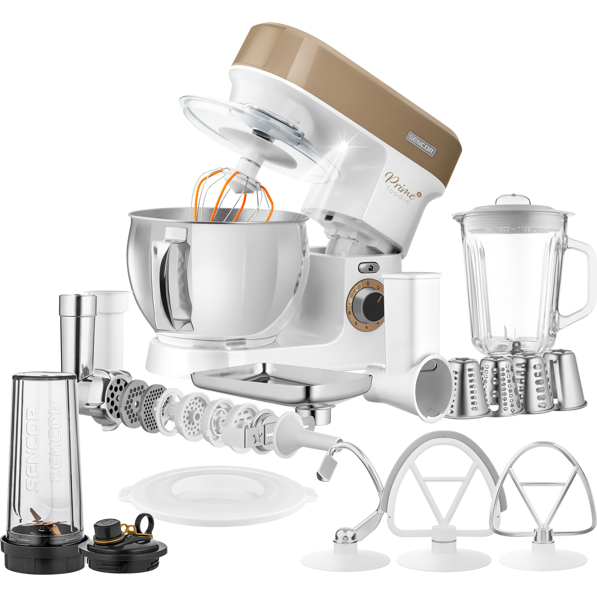 Sencor STM 3787CH multifunctional food processor with meat grinder, package contents
