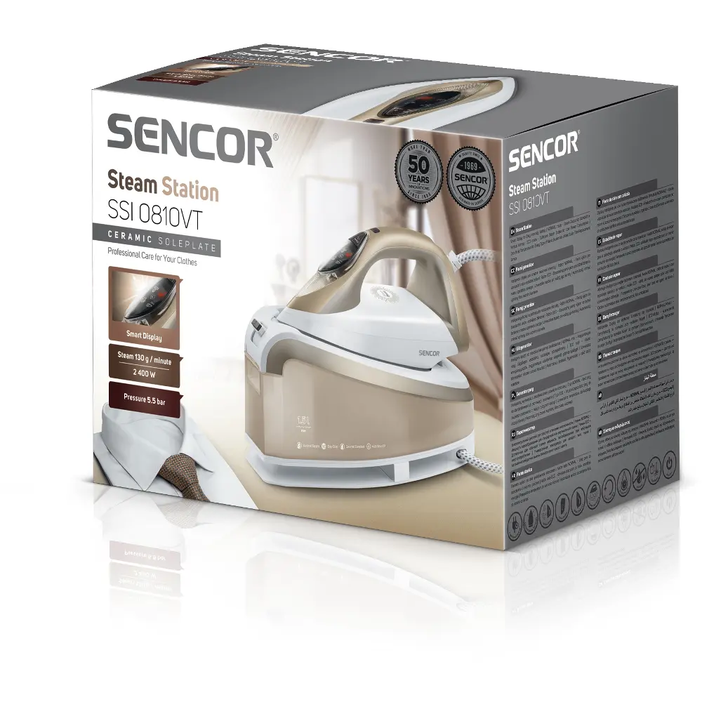 Sencor parní generátor s vertikálním napařováním SSI 0810VT, obsah balení
