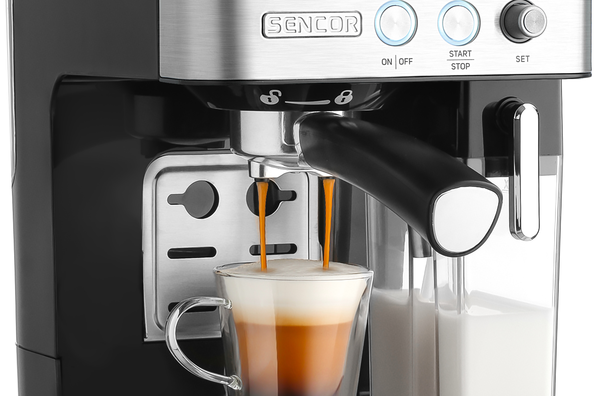 Sencor espresso kávovar s automatickým napěněním mléka SES 4090SS
