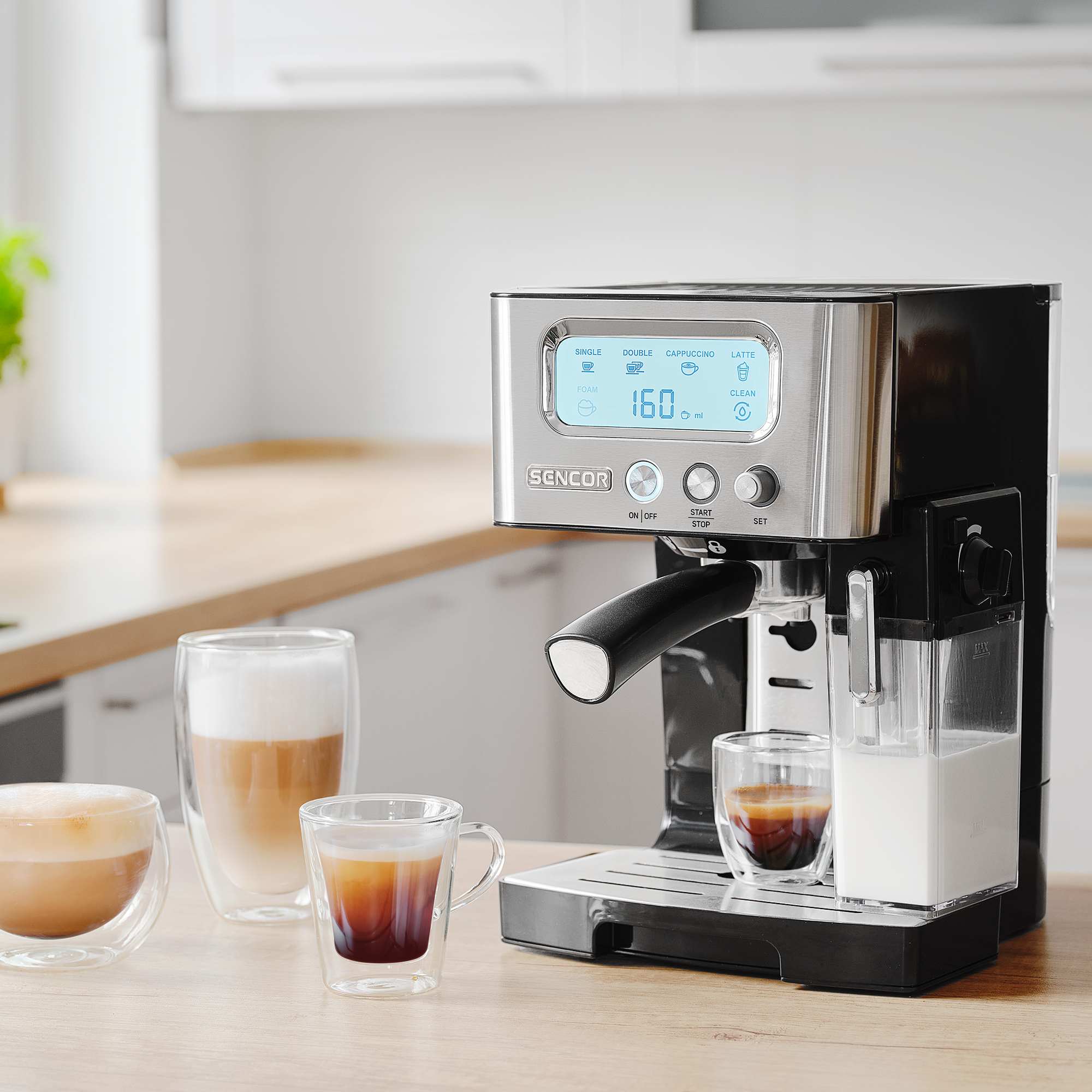 Sencor espresso kávovar s automatickým napenením mlieka SES 4090SS