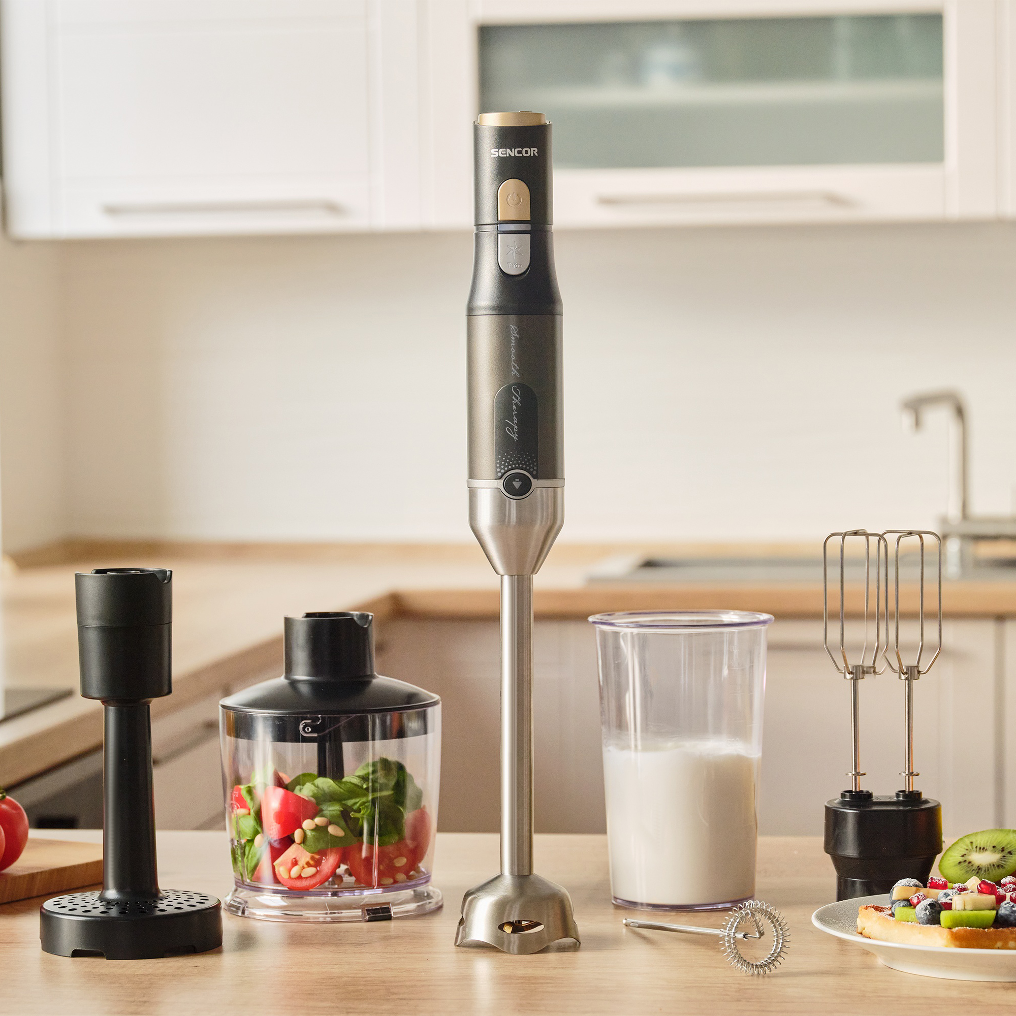 Sencor blender ręczny z tytanowymi nożami quadblade SHB 6442BK