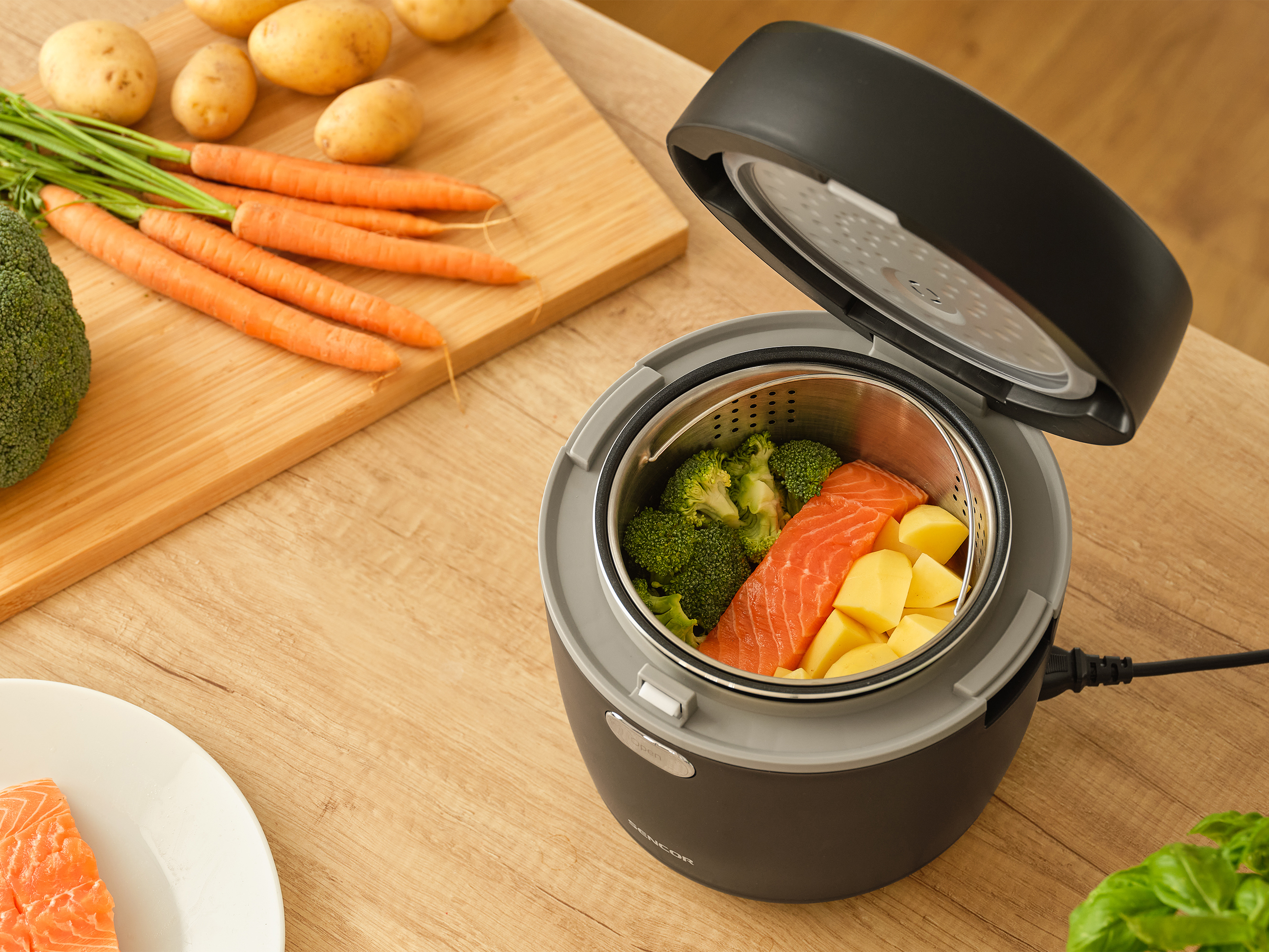 Sencor ryżowar low carb z koszykiem do gotowania na parze SRM 0671BK