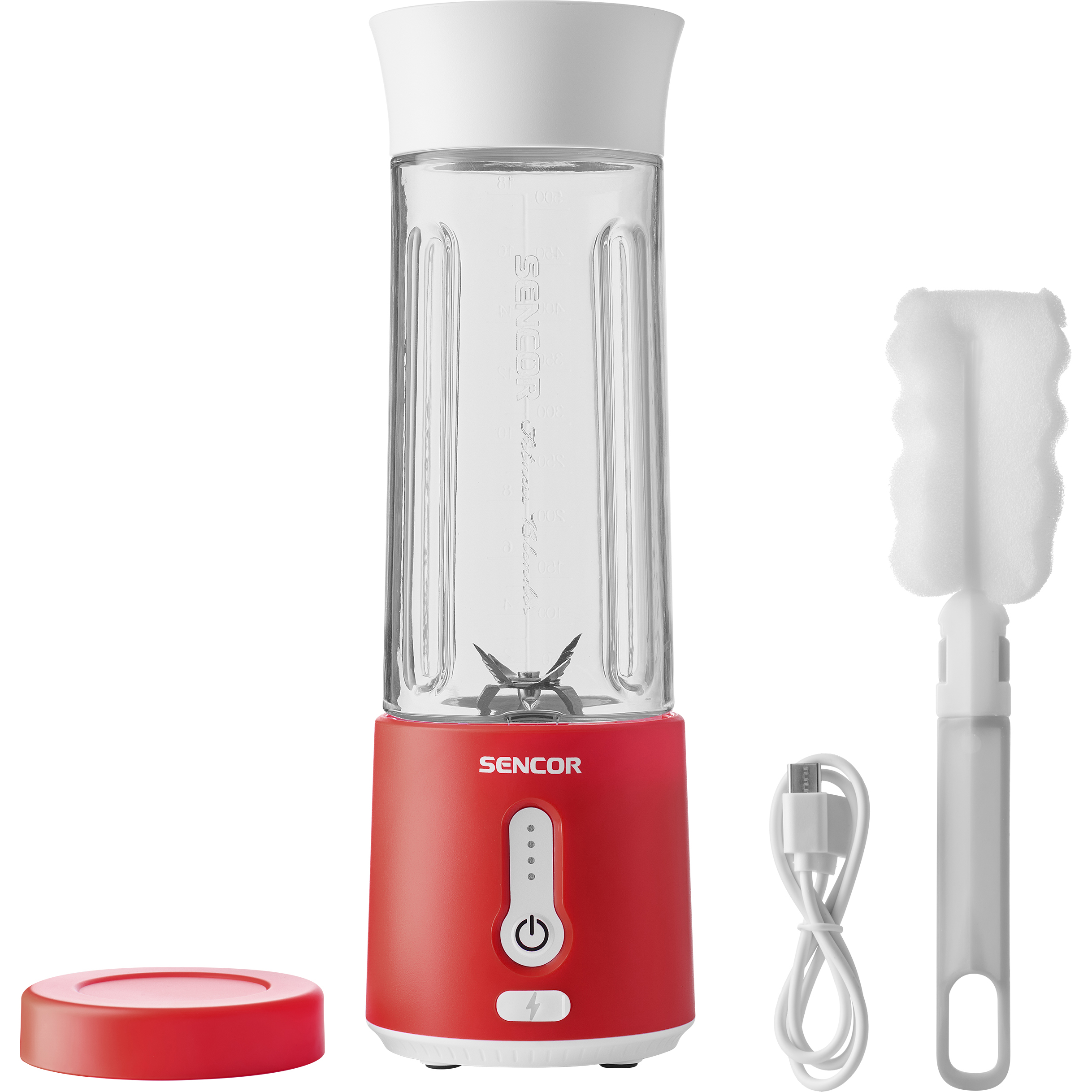 Sencor przenośny blender akumulatorowy do smoothie SBL 134RD, zawartość opakowania