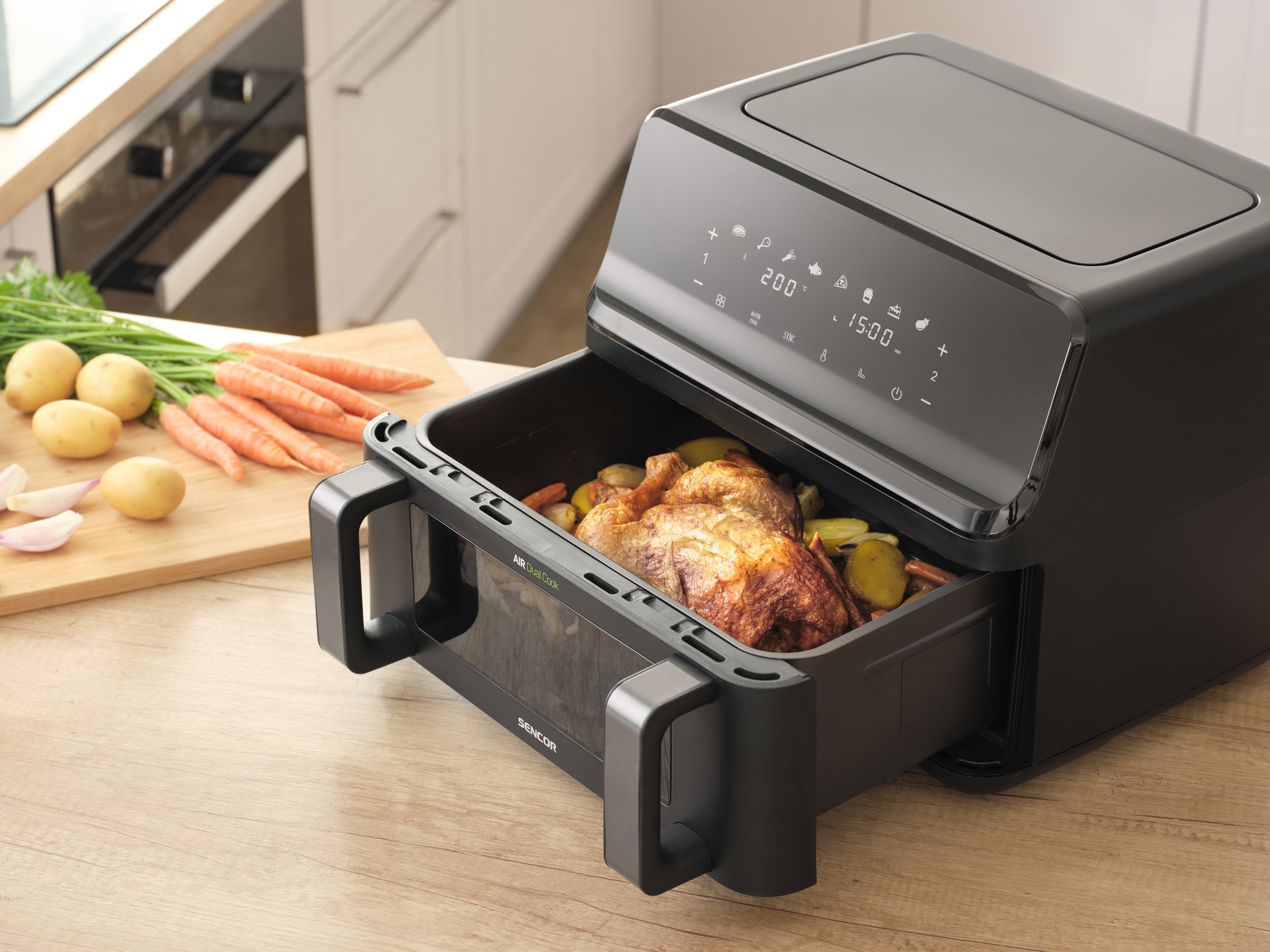 Sencor SFR 9650BK dupla kosaras forrólevegős fritőz
