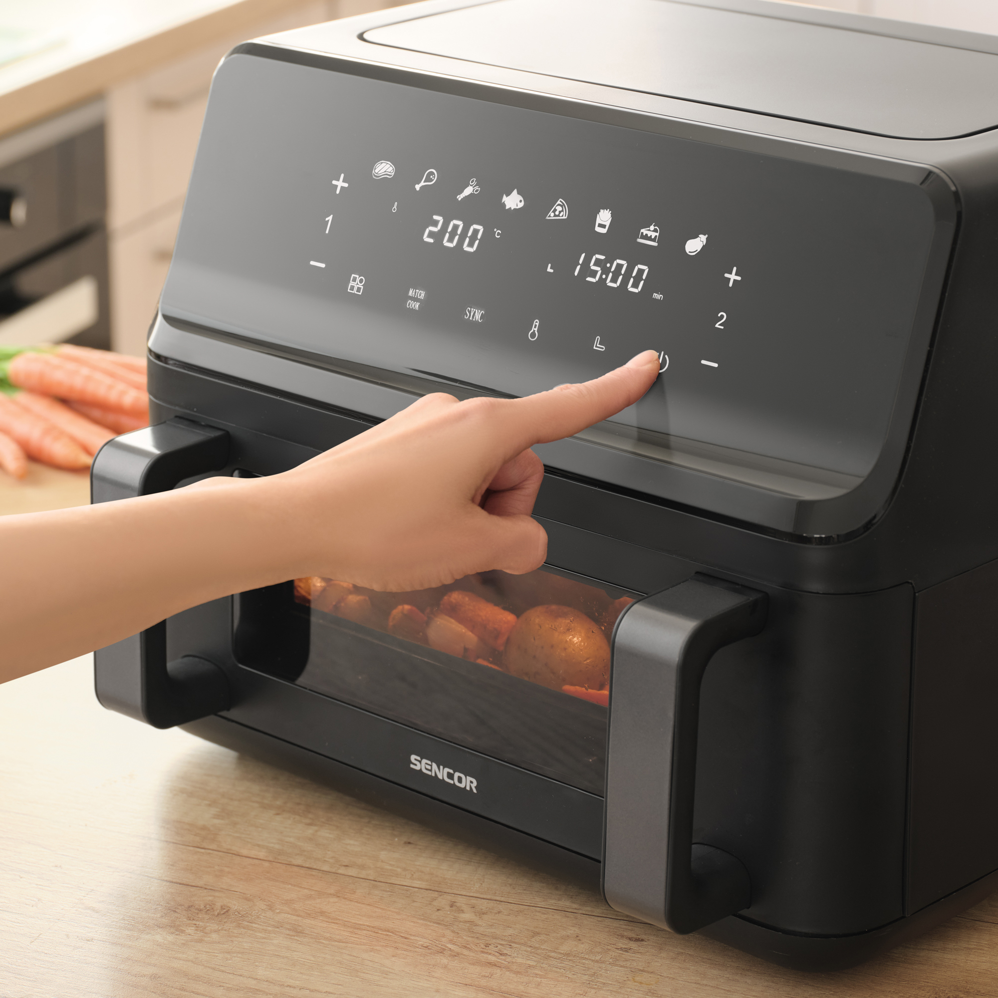 Sencor dwukomorowa frytkownica beztłuszczowa SFR 9650BK