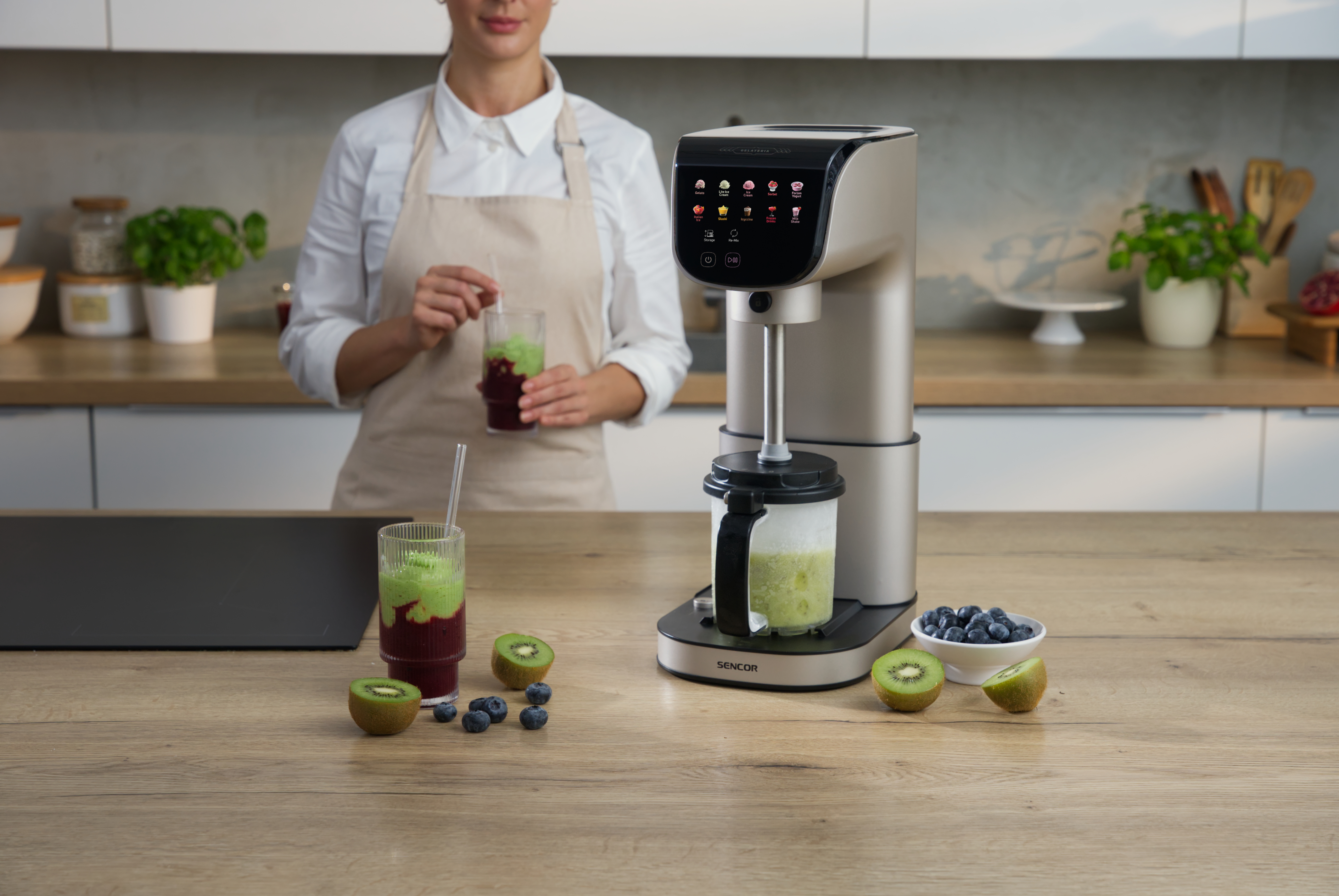 Sencor SIC 5050WS ice cream maker with 10 programs and 3 containers