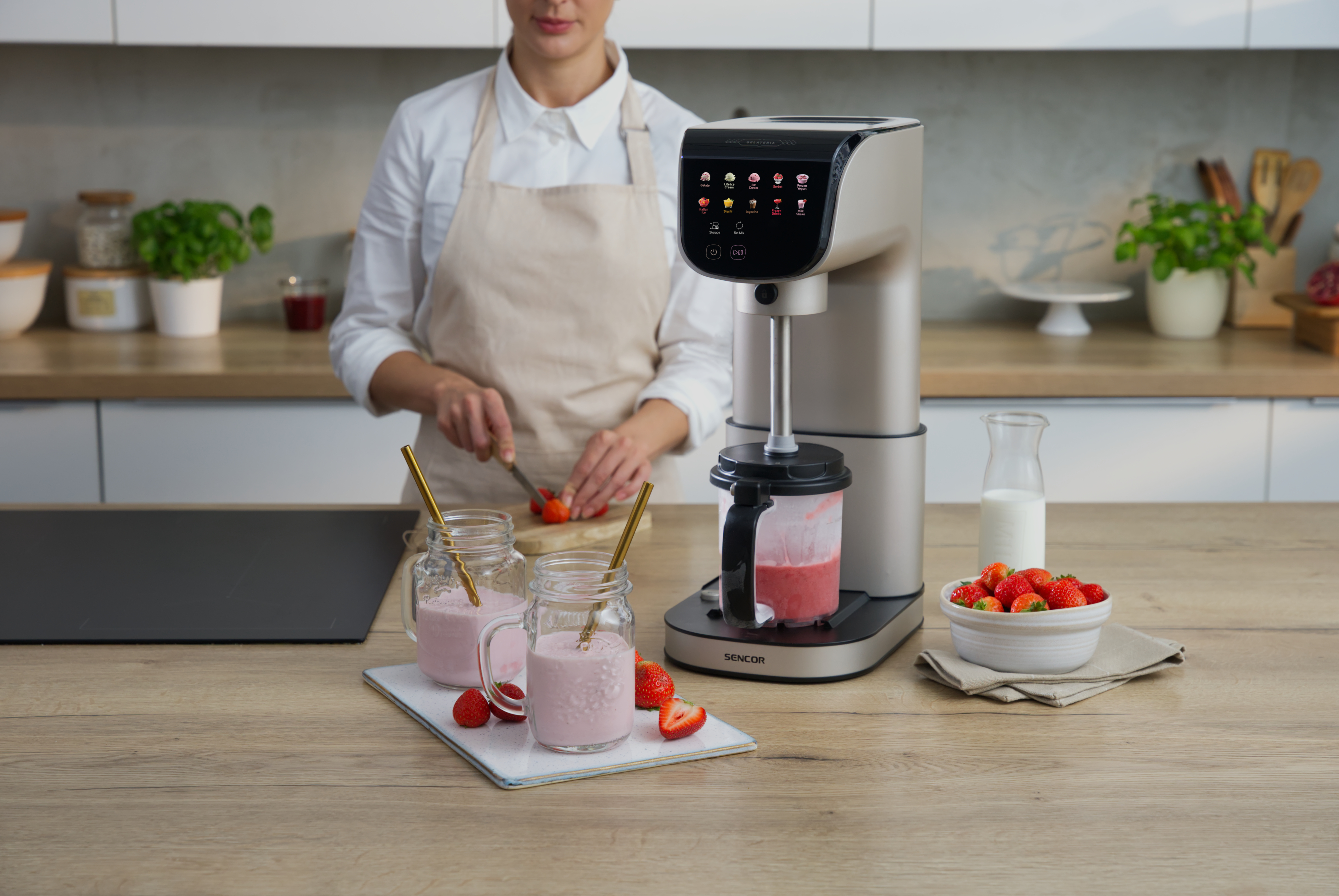Sencor SIC 5050WS ice cream maker with 10 programs and 3 containers