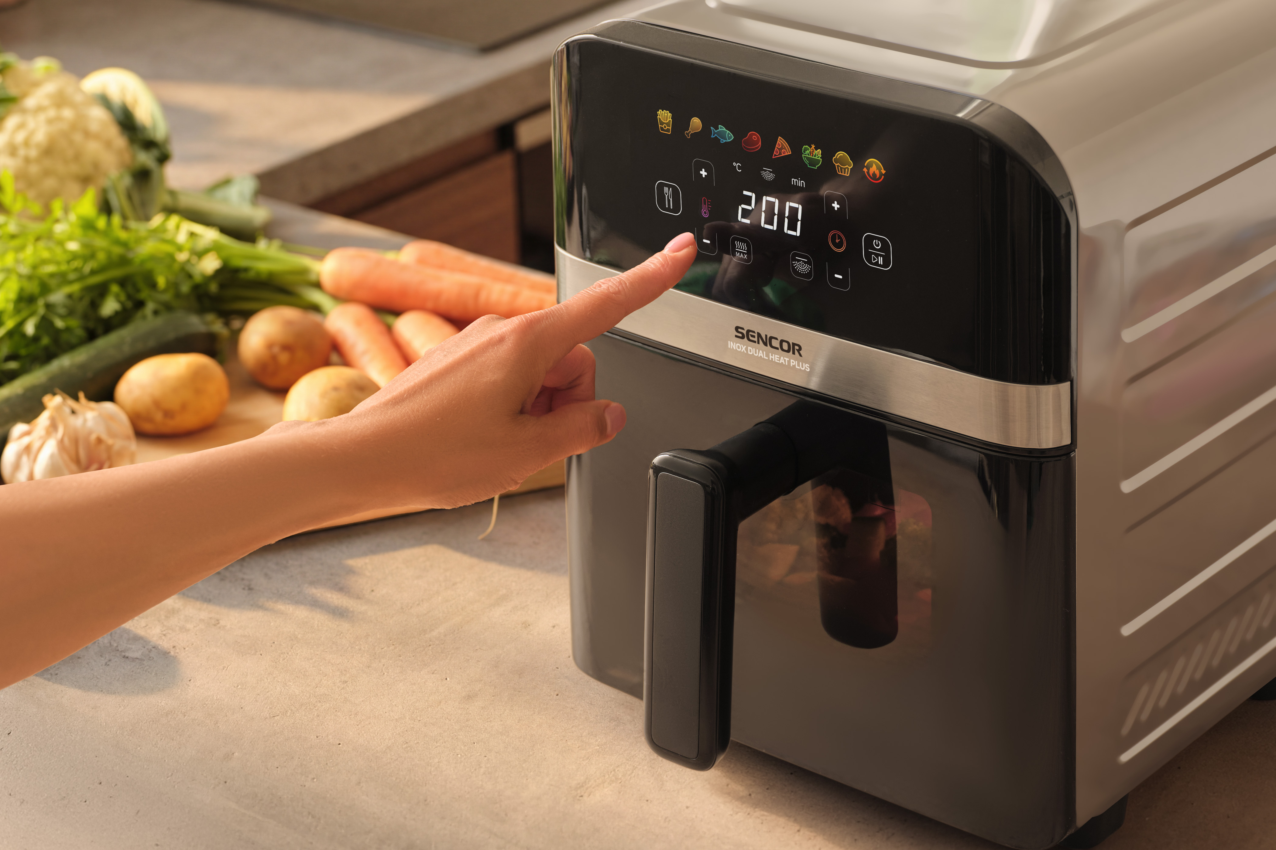 Sencor SFR 9800SS INOX DUAL HEAT PLUS meleglevegős sütő