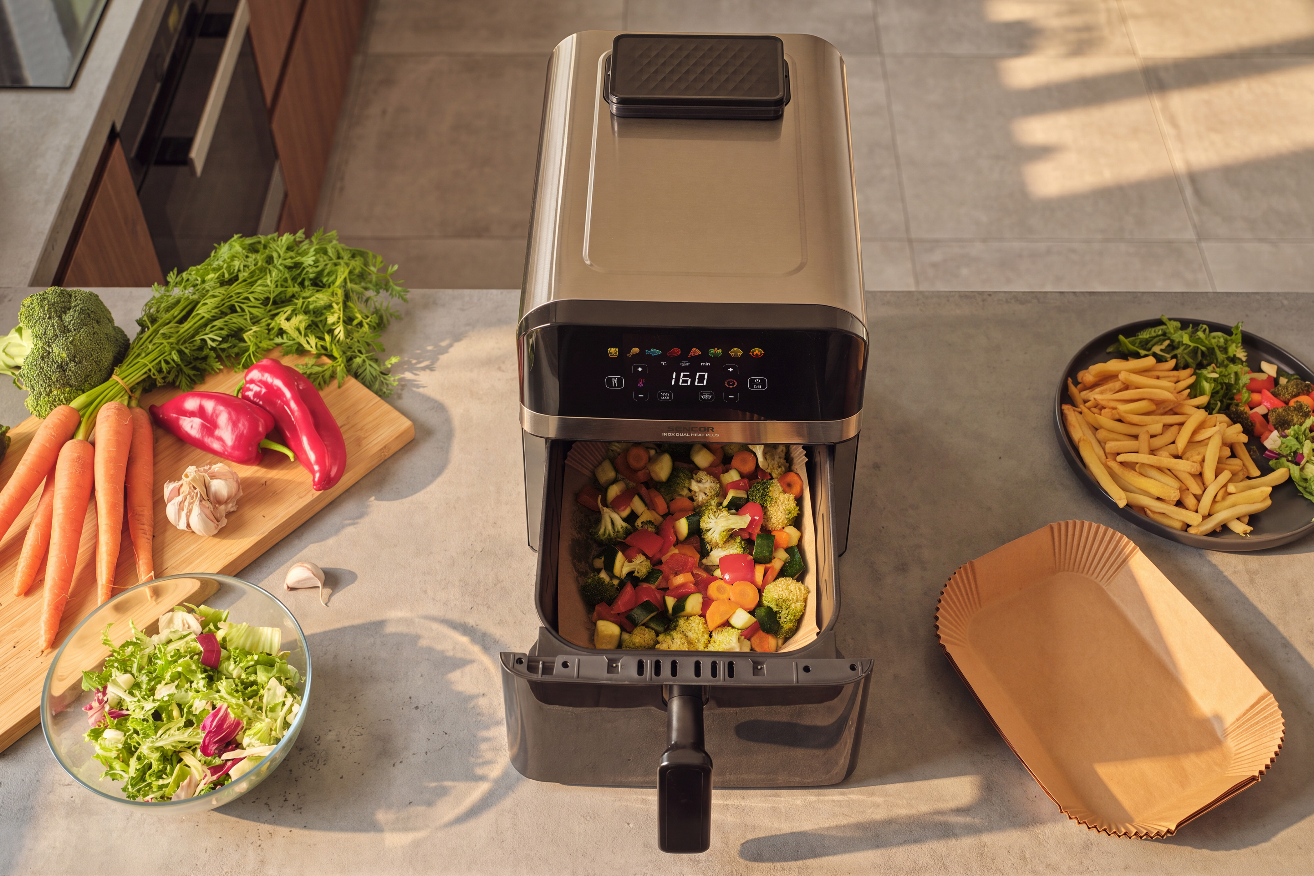 Sencor SFR 9800SS INOX DUAL HEAT PLUS meleglevegős sütő