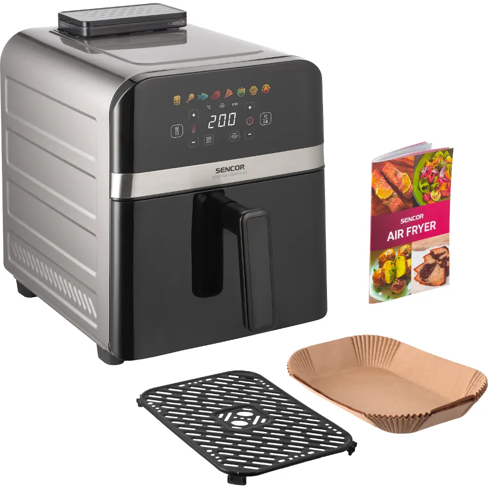 Sencor SFR 9800SS INOX DUAL HEAT PLUS meleglevegős sütő, a csomag tartalma