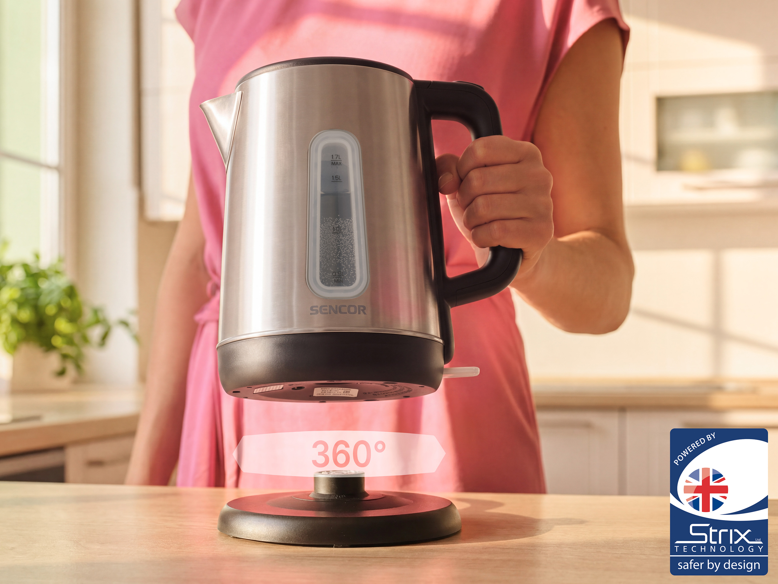 Sencor SWK 1723SS the kettle can heat a large amount of water, with a total capacity of up to 1.7 liters. you can check the water level through the transparent window, so you'll know right away when it's time to refill it.