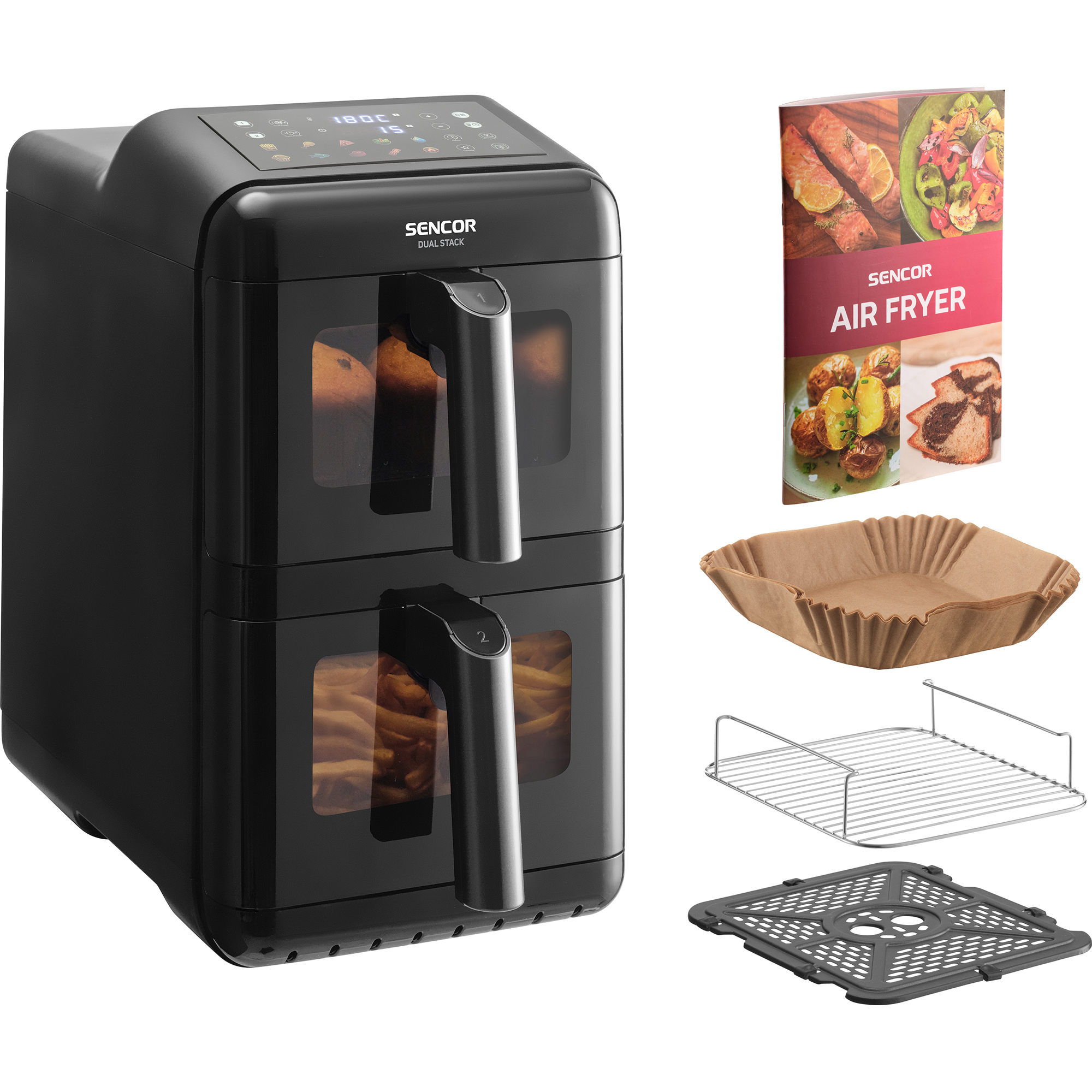 Sencor SFR 1260BK hot-air fryer, package contents