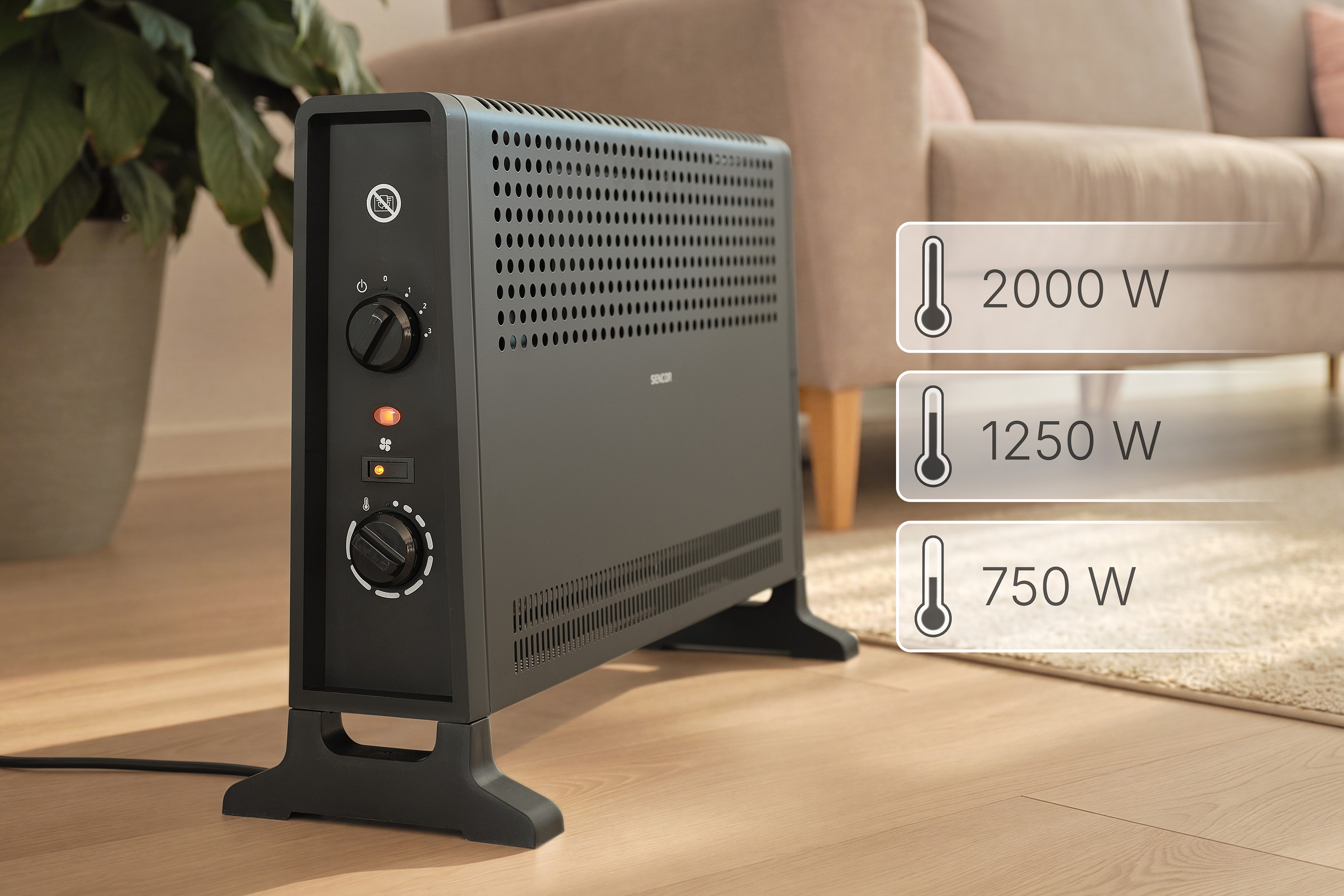 Sencor SCF 2022BK ventilátoros meleglevegős konvektor