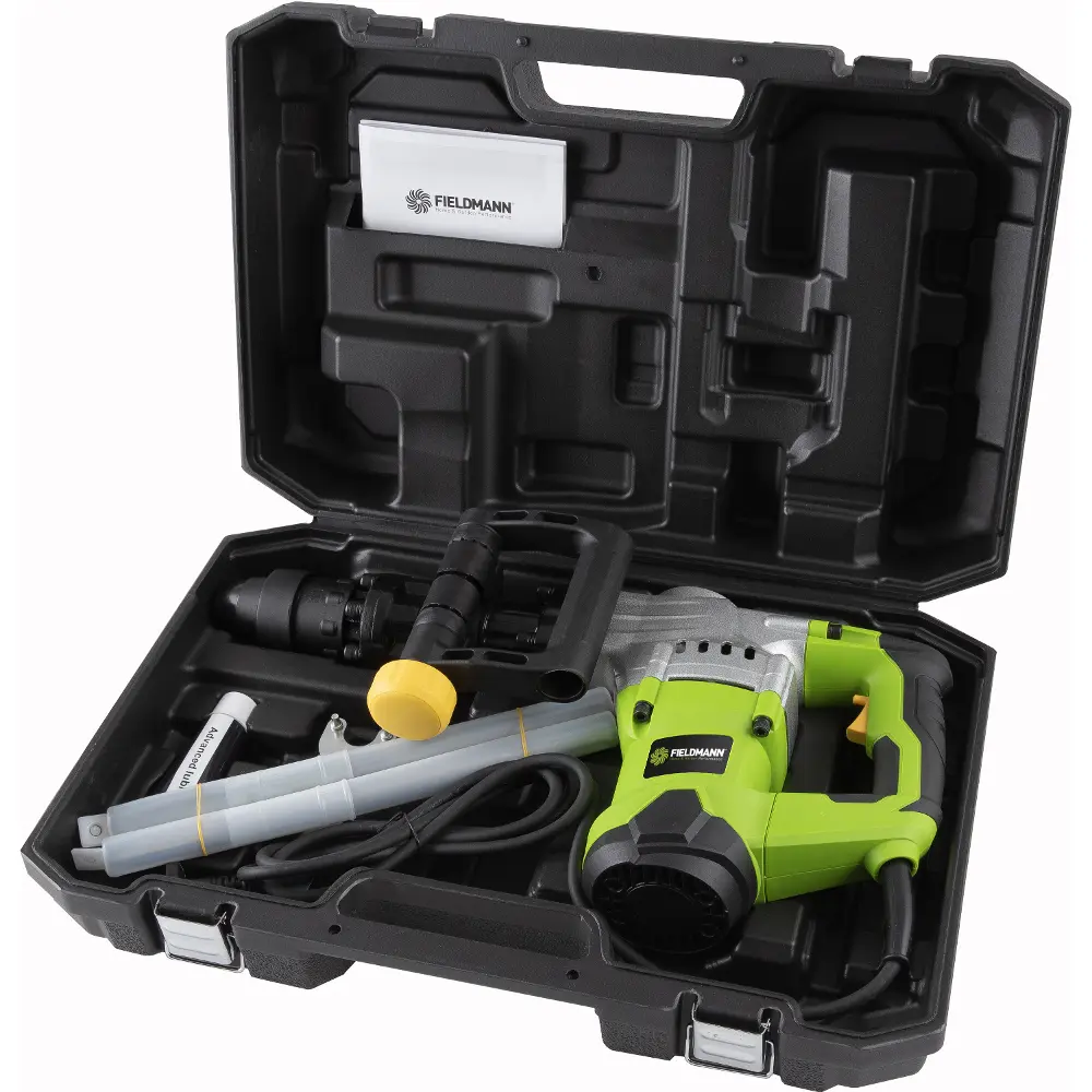 Demolition hammer Fieldmann FDBK 201301-E with case and two handles for comfortable use.