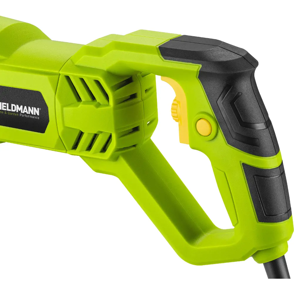 Electric reciprocating saw FIELDMANN FDPO 200711-E with ergonomic softened handle for comfortable work.