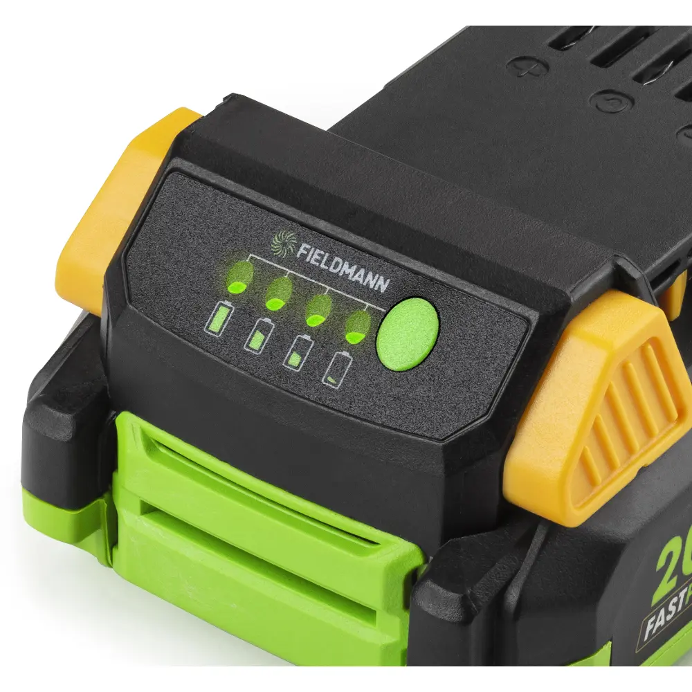 Batéria Fieldmann FDUZ 79020 Li-Ion s LED indikátorom ukazuje stav nabitia v piatich úrovniach.
