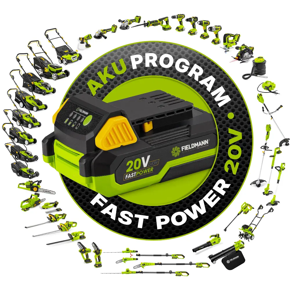 Fieldmann FDUZ 79100 nabíjačka pre bezdrôtovú sériu FAST POWER 20V a batérie FDUZ 79020, 79040, 79080.
