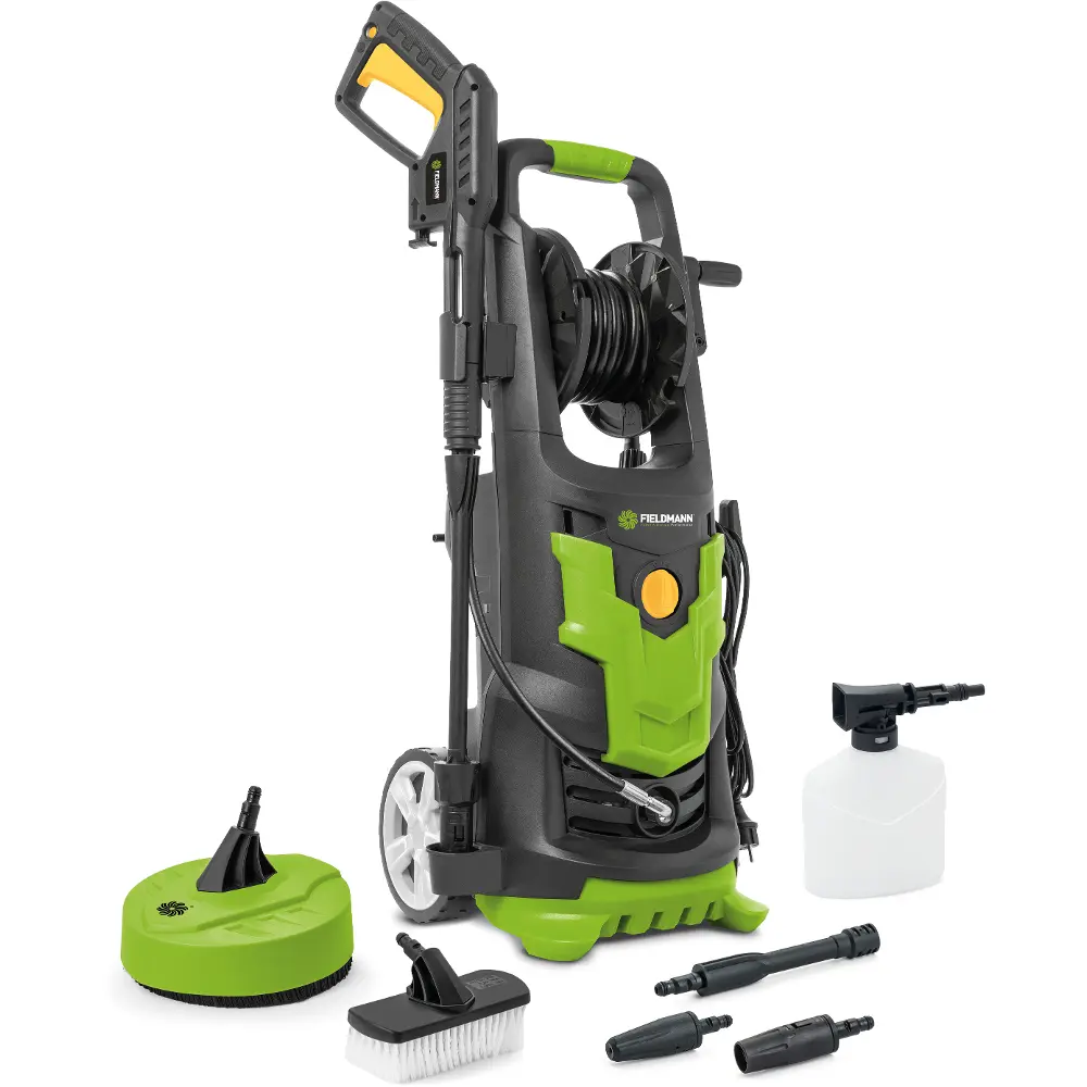 The technical parameters of the Fieldmann FDW 202205-E high-pressure washer include pressure, flow, wattage and other key data.