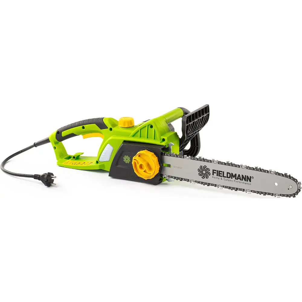 Fieldmann FZP 2110-E electric chainsaw with a quick-release system for easy chain change.
