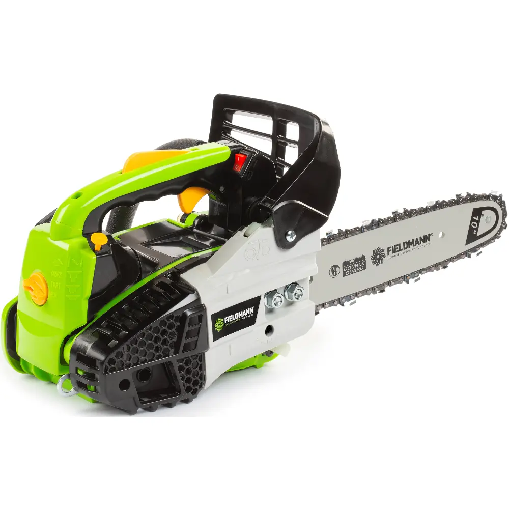 Fieldmann FZP 25410-B benzines láncfűrész kétütemű motorral a hatékony vágáshoz.