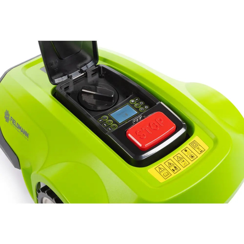 Robotická kosačka Fieldmann FZRR 5950-A používa 20 V / 4 Ah Li-ion batériu.