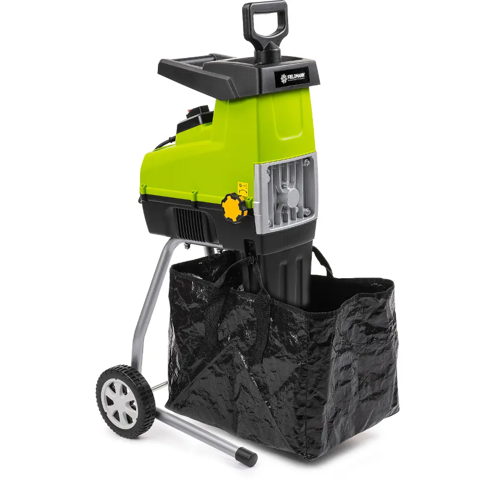 Fieldmann FZD 5012-E elektryczna rozdrabniarka ogrodowa z 60 l rozdrabniaczem drewna dla łatwego przechowywania.