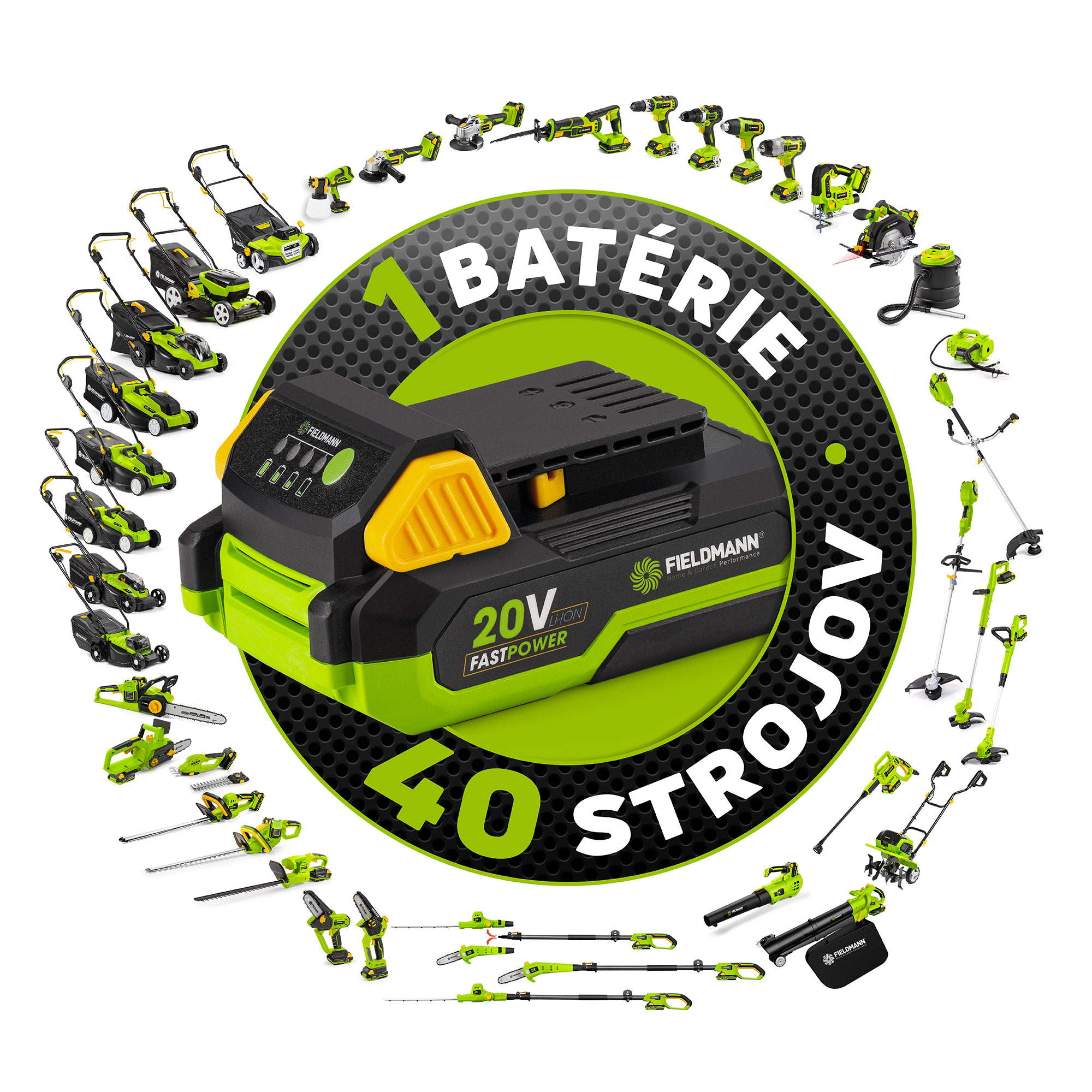 Fieldmann FDUHP 70305-0 Teplovzdušná pištoľ - Akumulátorový program FAST POWER 20 V