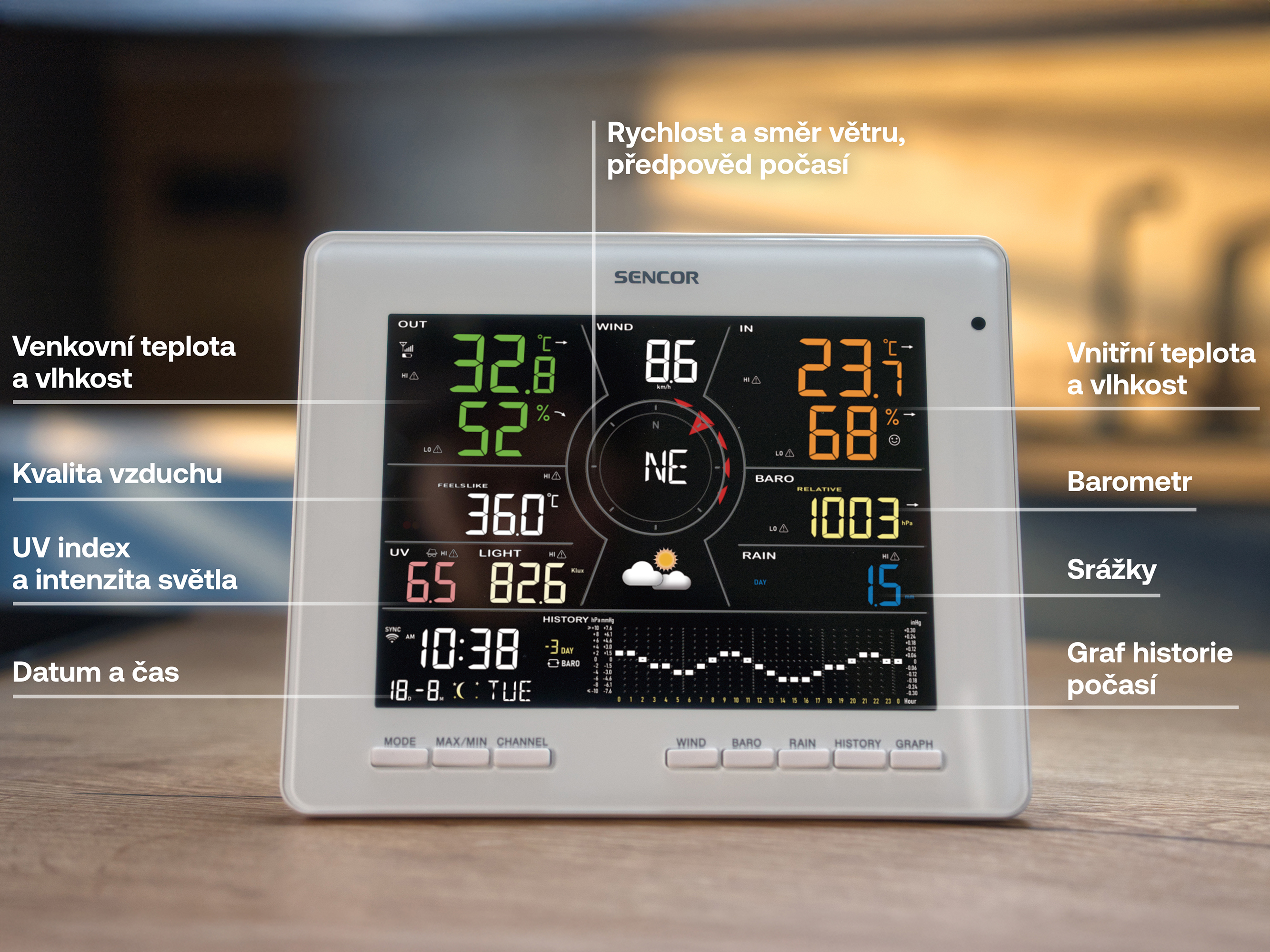 Sencor SWS 16600 wi-fi-s meteorológiai állomás 7 az 1-ben érzékelővel