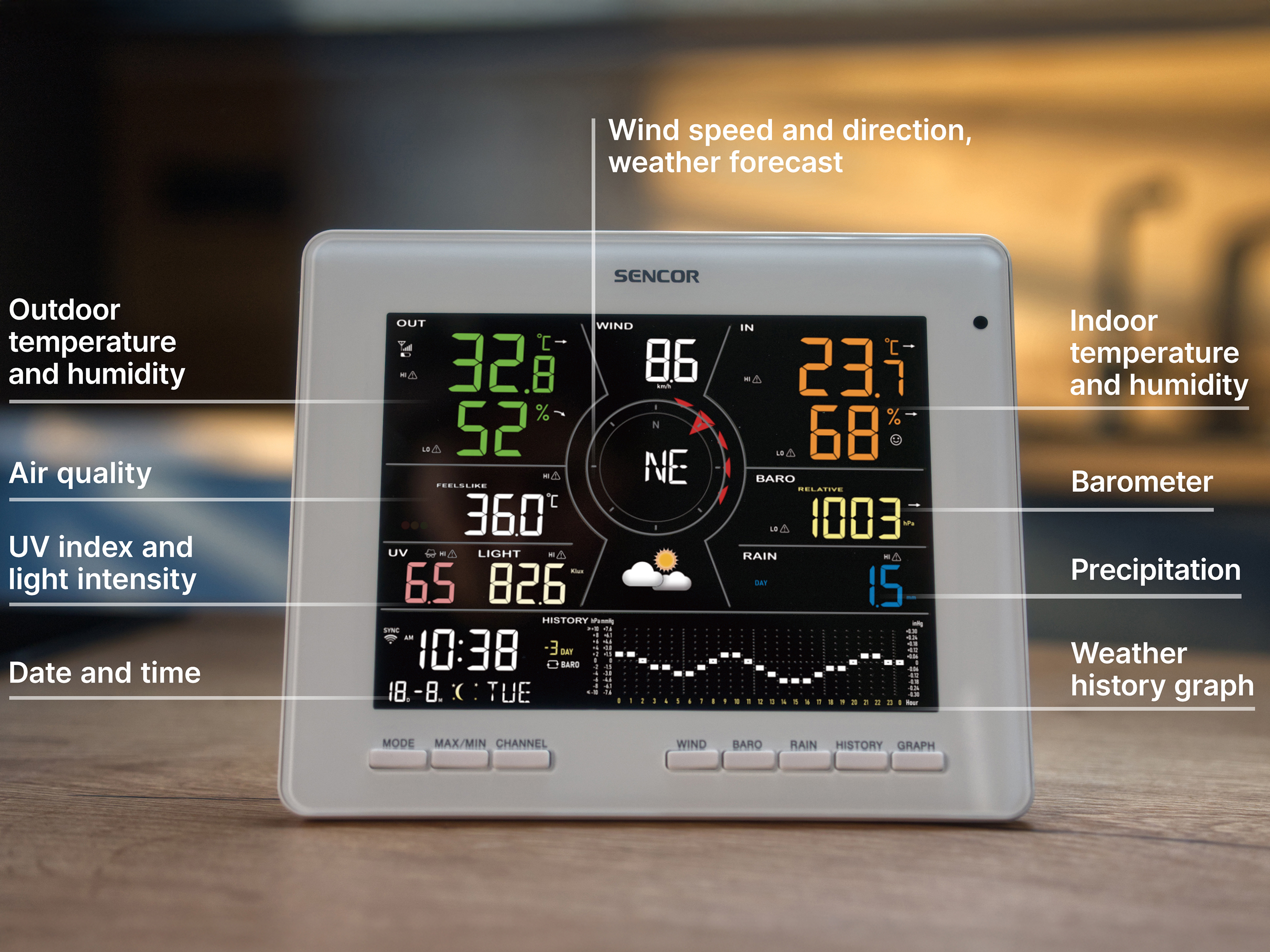 Sencor SWS 16600 weather station with wi-fi and a 7-in-1 sensor