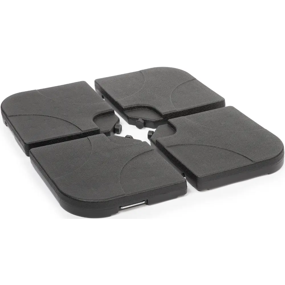 The technical parameters of the weights for the FDZN 9014 parasol include 4 pieces, dimensions and the possibility of filling with water or sand.
