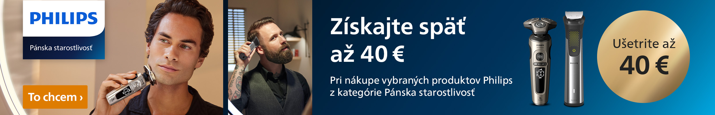 Philips cashback pánska starostlivosť  40€- detail