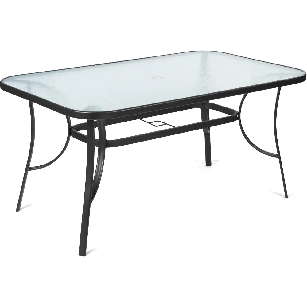 The Fieldmann ELLA DARK garden furniture set table has a durable top made of clear tempered glass.