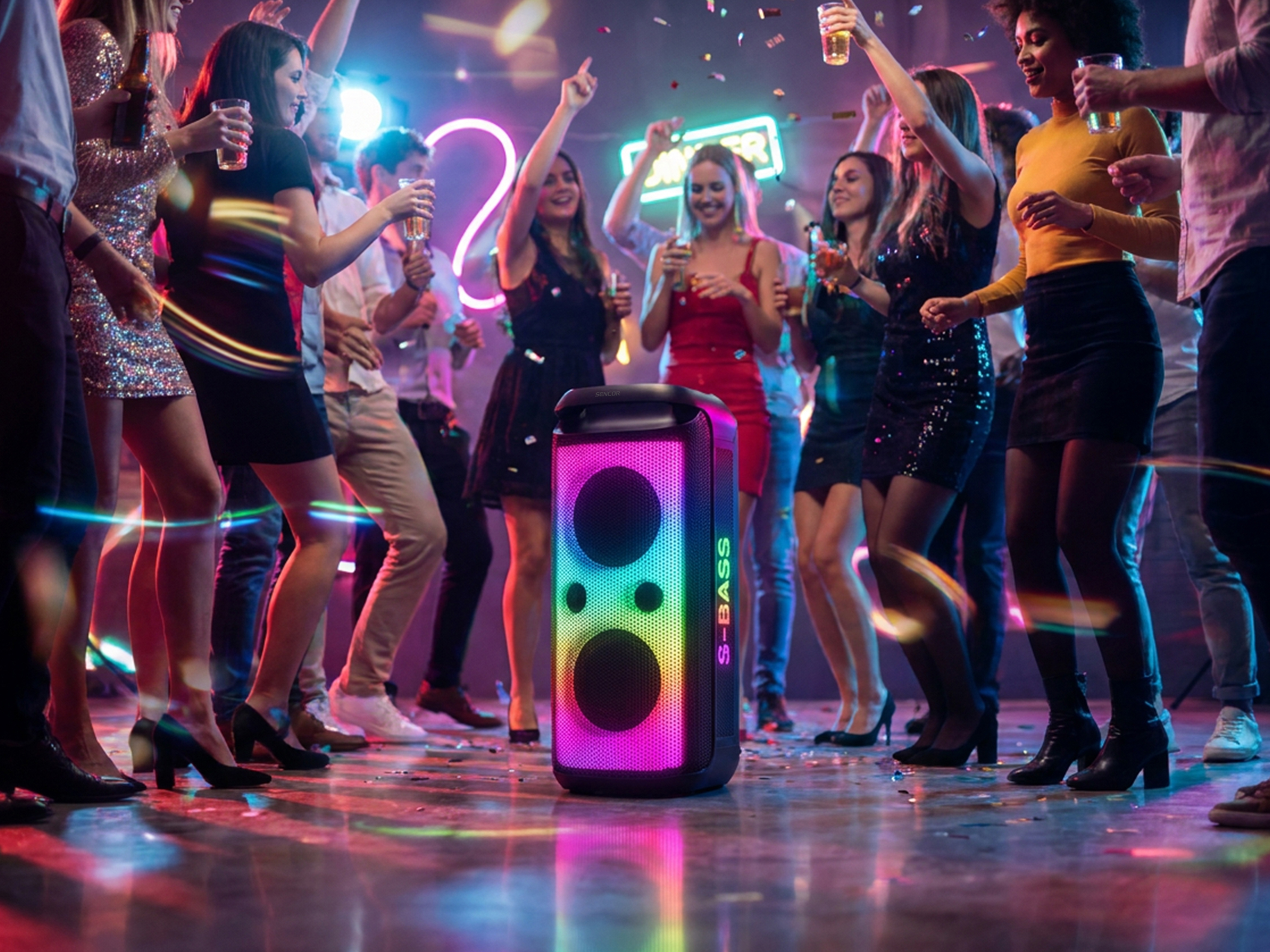 Sencor PARTYCON CORE partihangszóró led-panellel és mikrofonnal