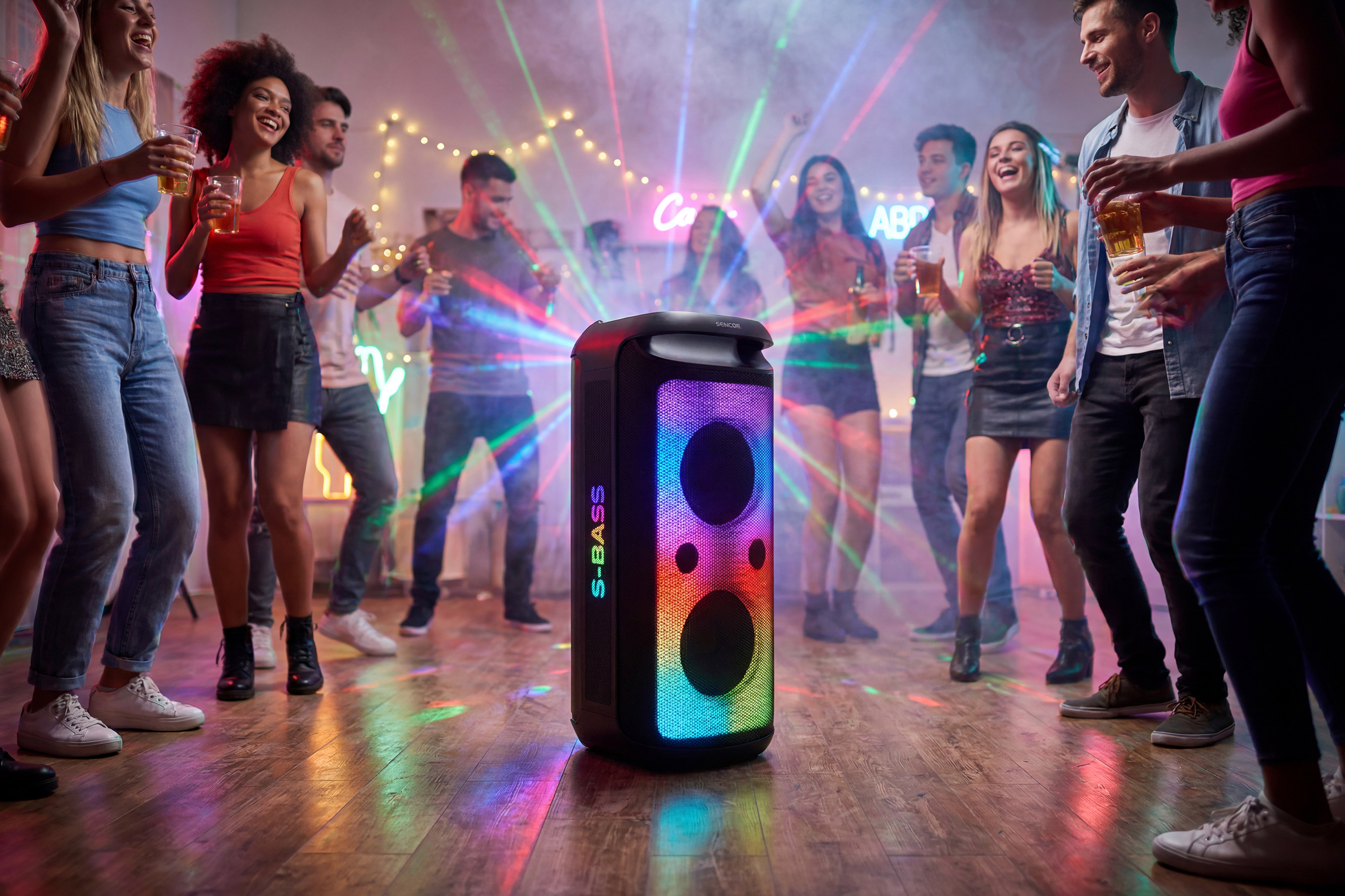 Sencor PARTYCON CORE partihangszóró led-panellel és mikrofonnal