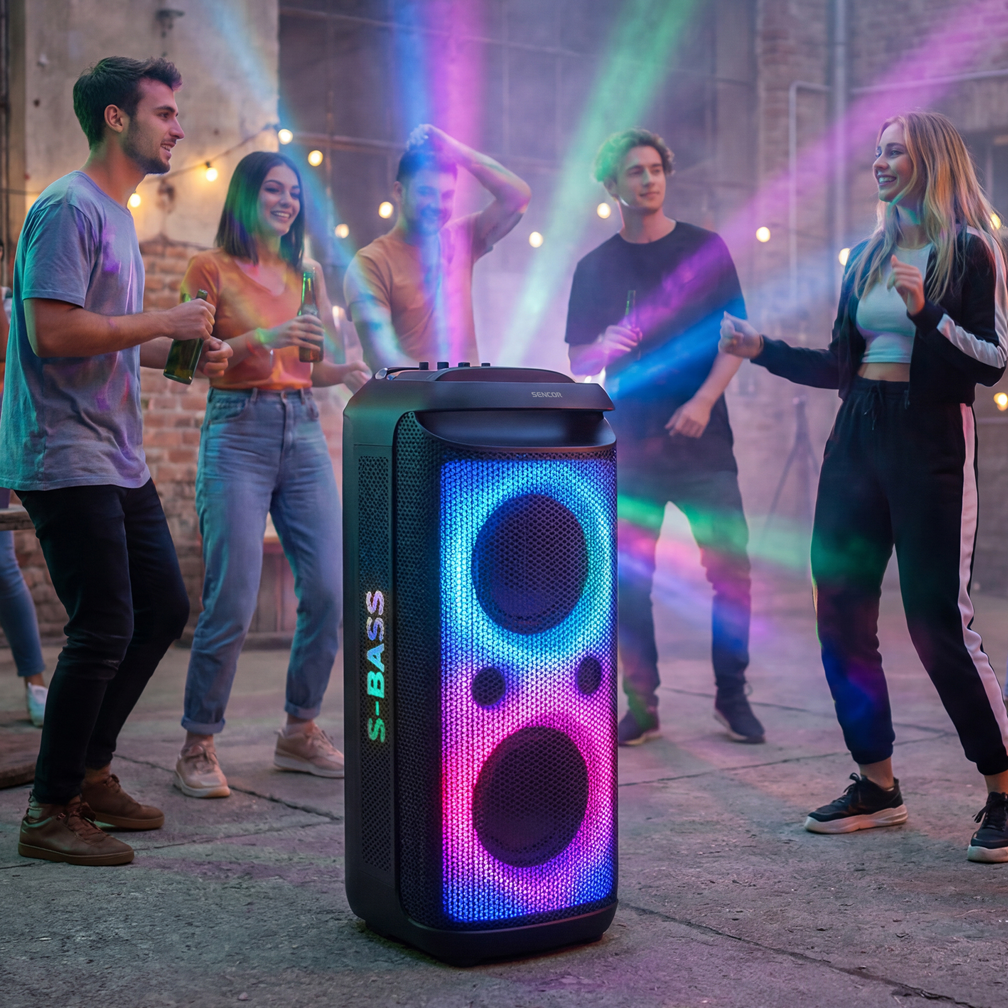 Sencor PARTYCON BOOST partihangszóró led-panellel és mikrofonnal