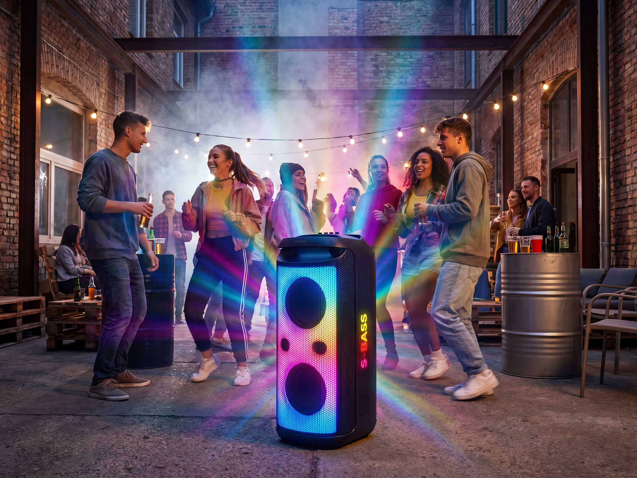 Sencor PARTYCON BOOST partihangszóró led-panellel és mikrofonnal