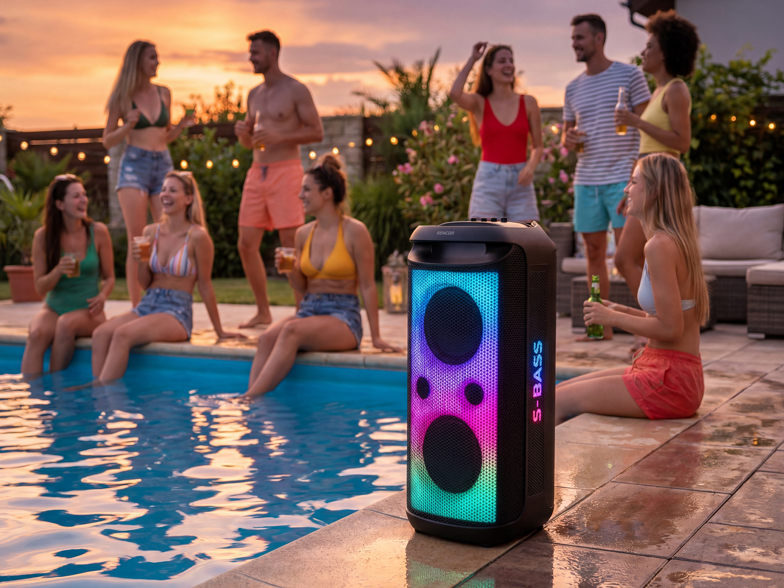 Sencor PARTYCON BOOST partihangszóró led-panellel és mikrofonnal