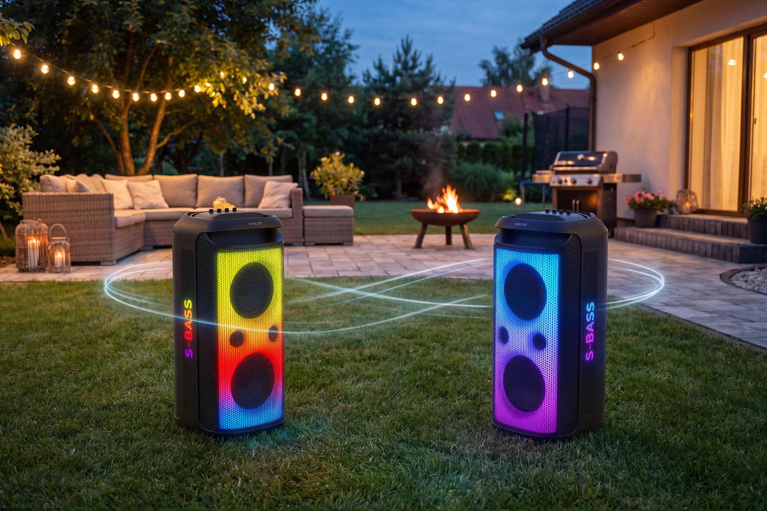 Sencor PARTYCON BOOST partihangszóró led-panellel és mikrofonnal