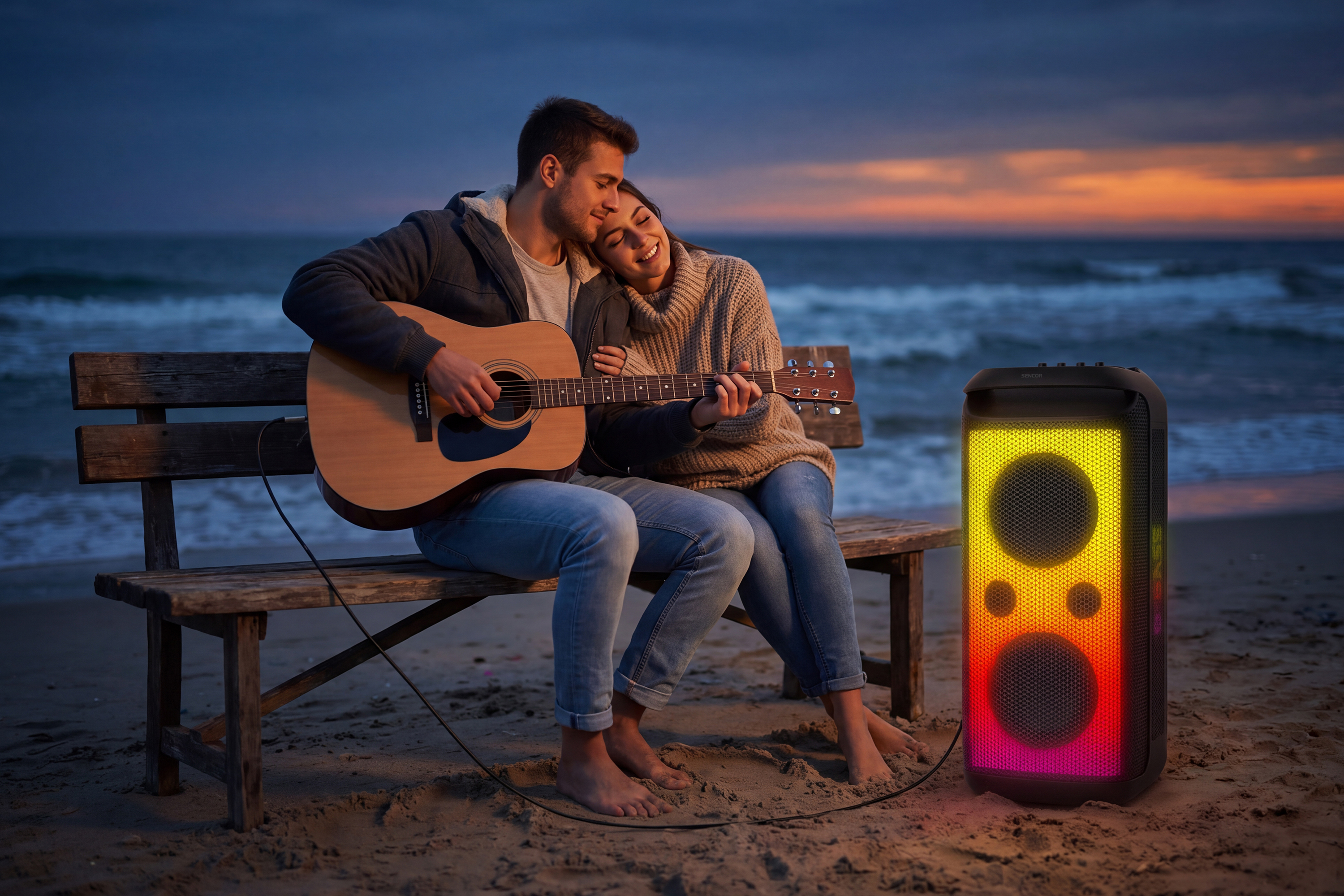 Sencor PARTYCON BOOST partihangszóró led-panellel és mikrofonnal